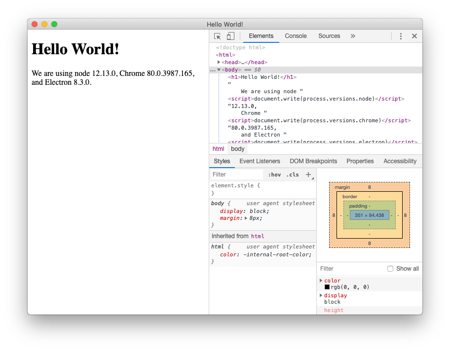 Simplest Electron app